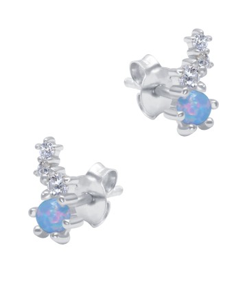 ฺBeautiful Opal with CZ Silver Stud Earring STS-6242